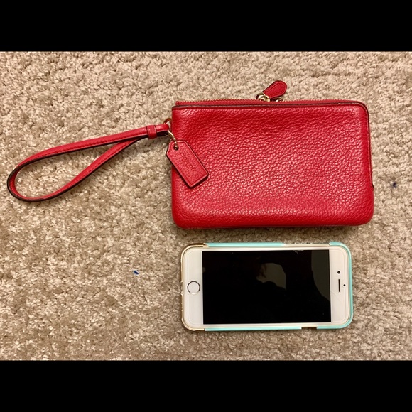 Coach Red Double Zip Wristlet - Picture 7 of 8